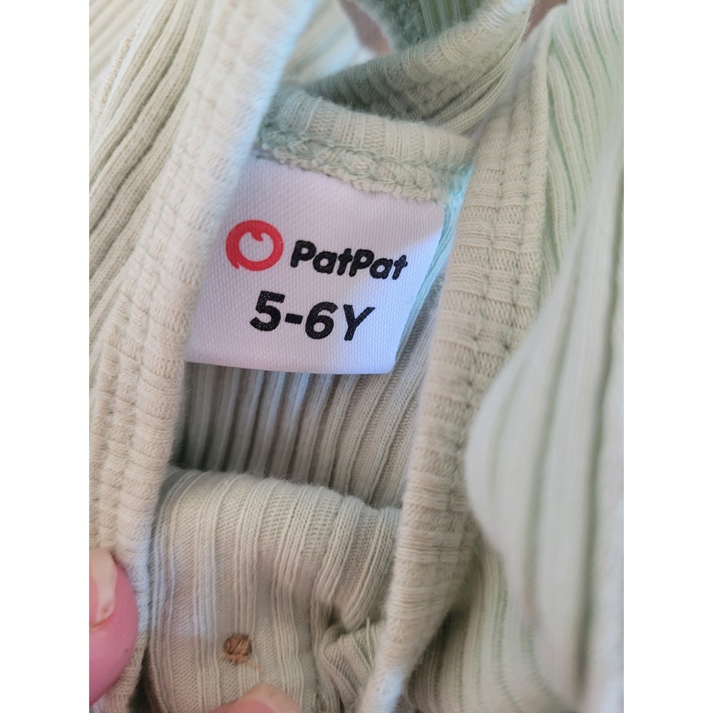 PatPat Ribbed Knit Baby Outfit Set Tank Top Shorts 5-6 Years Green #7 - Picture 3 of 4